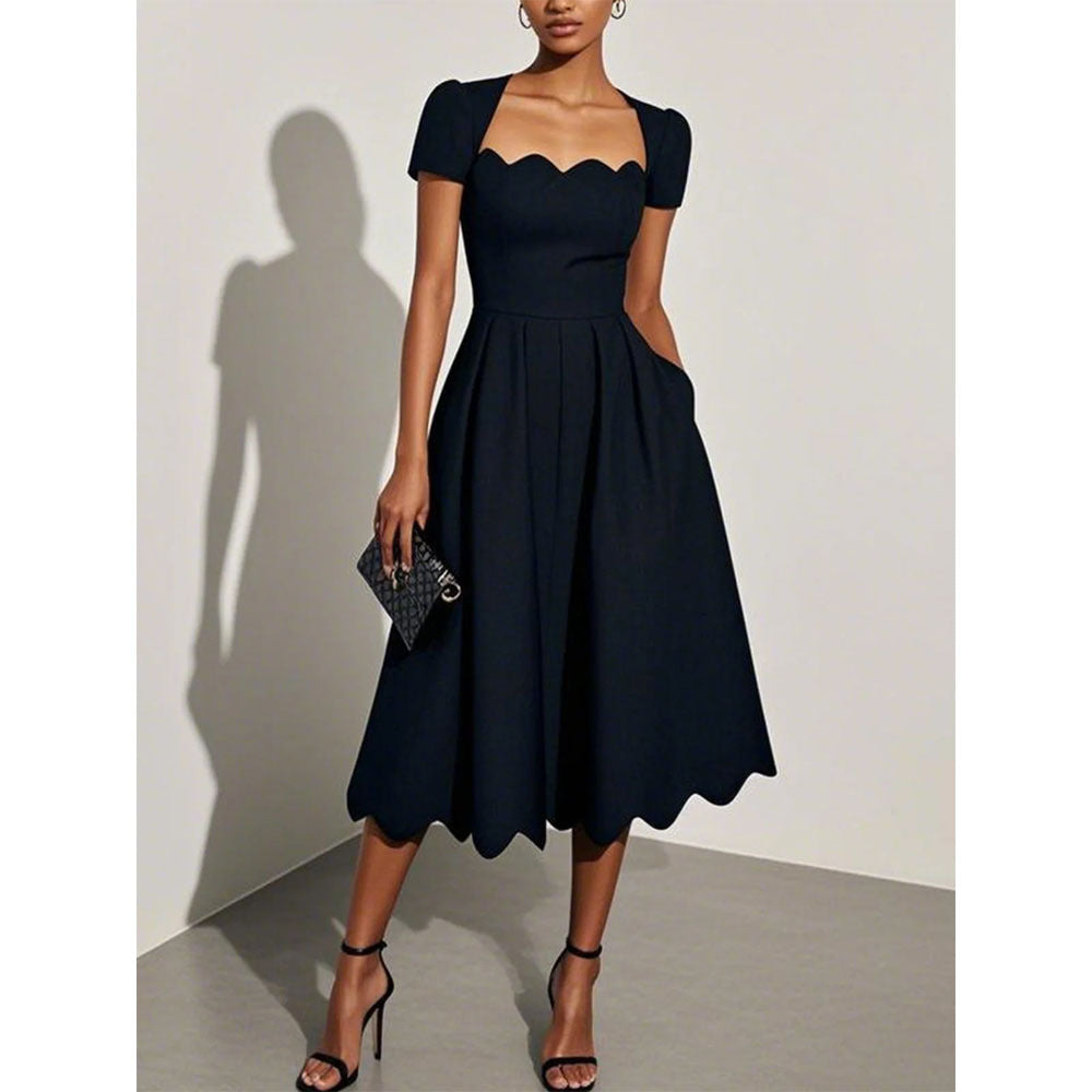 European And American Square Collar Dress