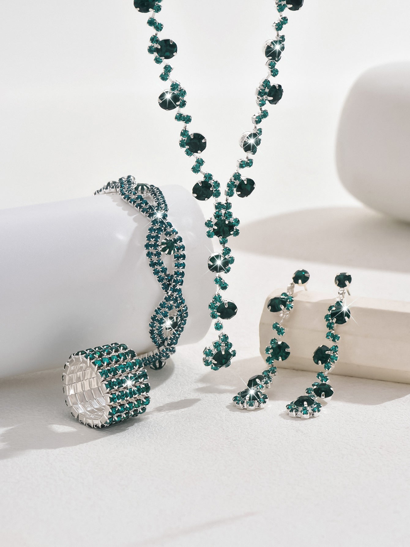 Crystal Jewelry Set – Necklace, Studs & Bracelet