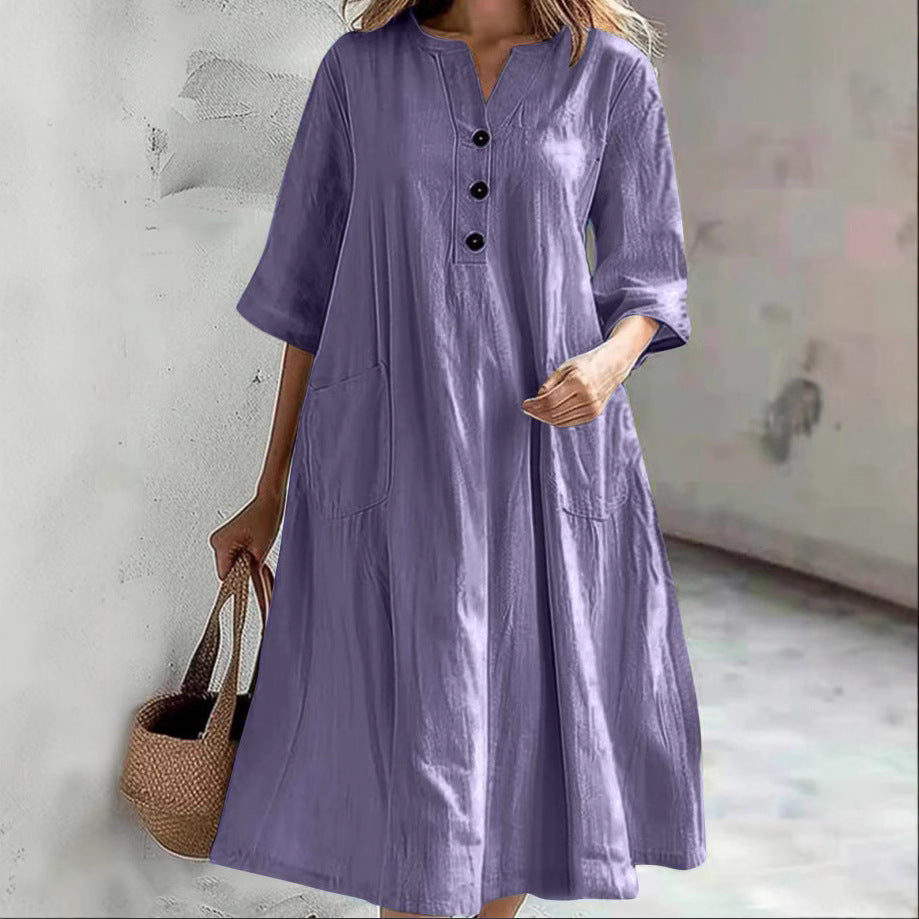 Loose Pocket Button dress