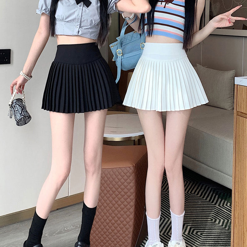 Hot Girl High Waist College Style White Jak Pleated Skirt Female