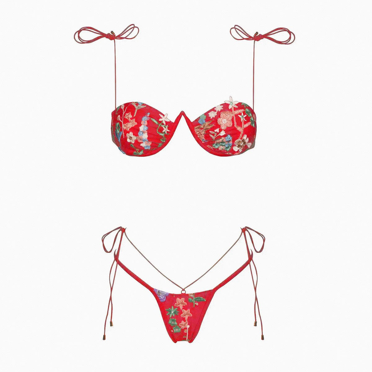 Women's Simple Embroidered Split Swimsuit