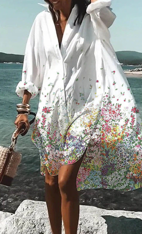 Loose Digital Print Shirt Dress