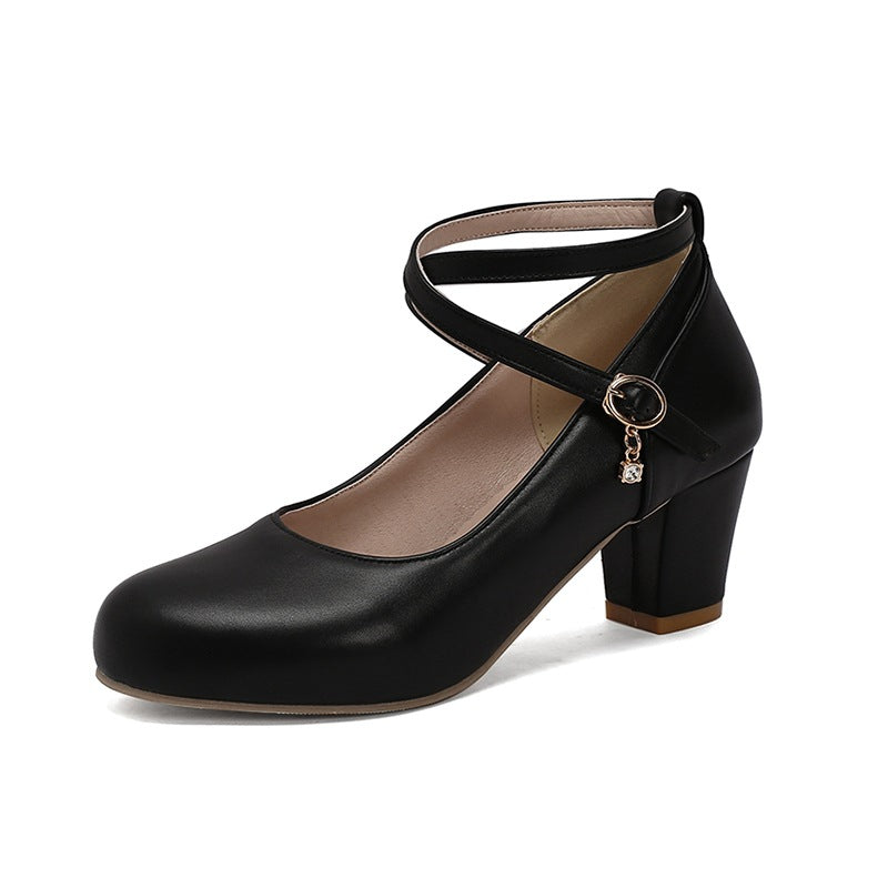 Chunky Heel High Heel Shoes Mary Jane Shoes Work Shoes
