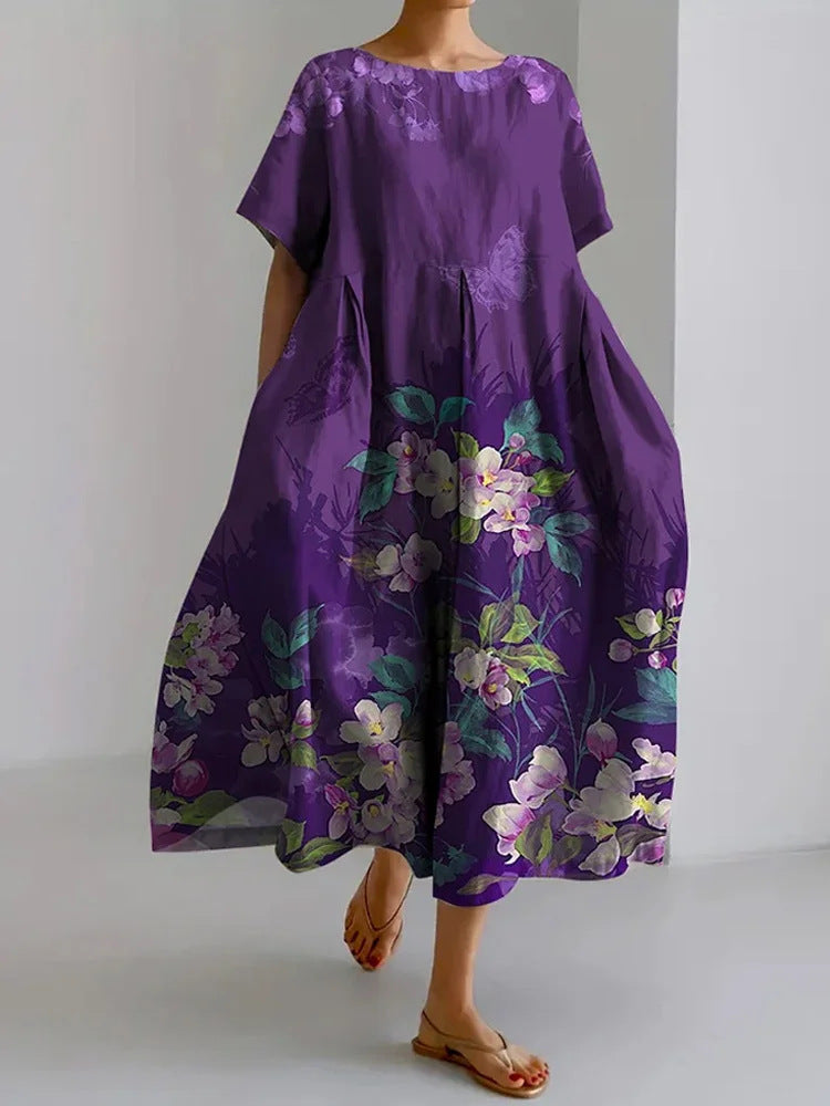 Damenmode Premium Kurzarm-Printkleid