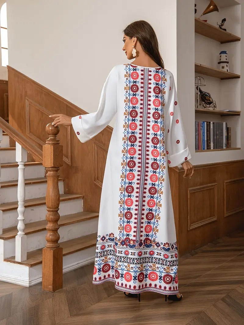 Rhinestone Beaded Modest Dress