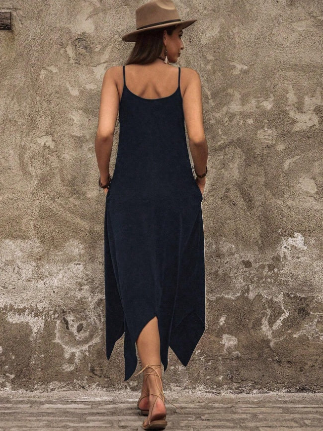 Holidaya Women Solid Hanky Hem Cami Dress