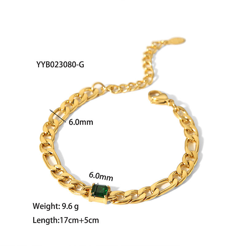 European And American 18K Gold-plated Inlaid Zircon Light Luxury Non-fading Stainless Steel Bracelet Necklace