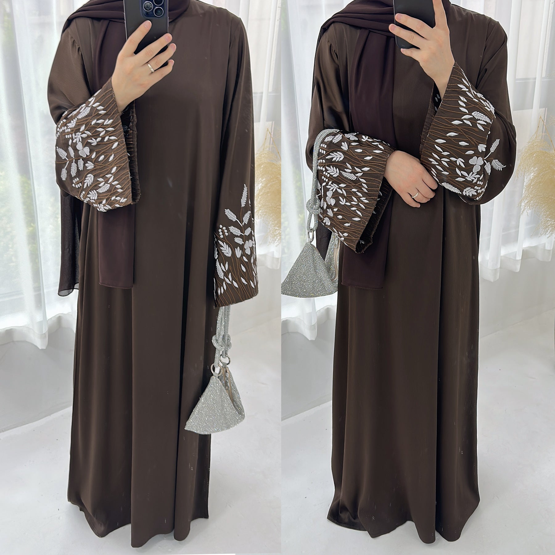Elegant Leaf Design Abaya