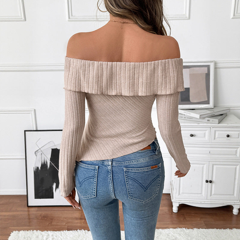 Solid Color Off-Shoulder Knit