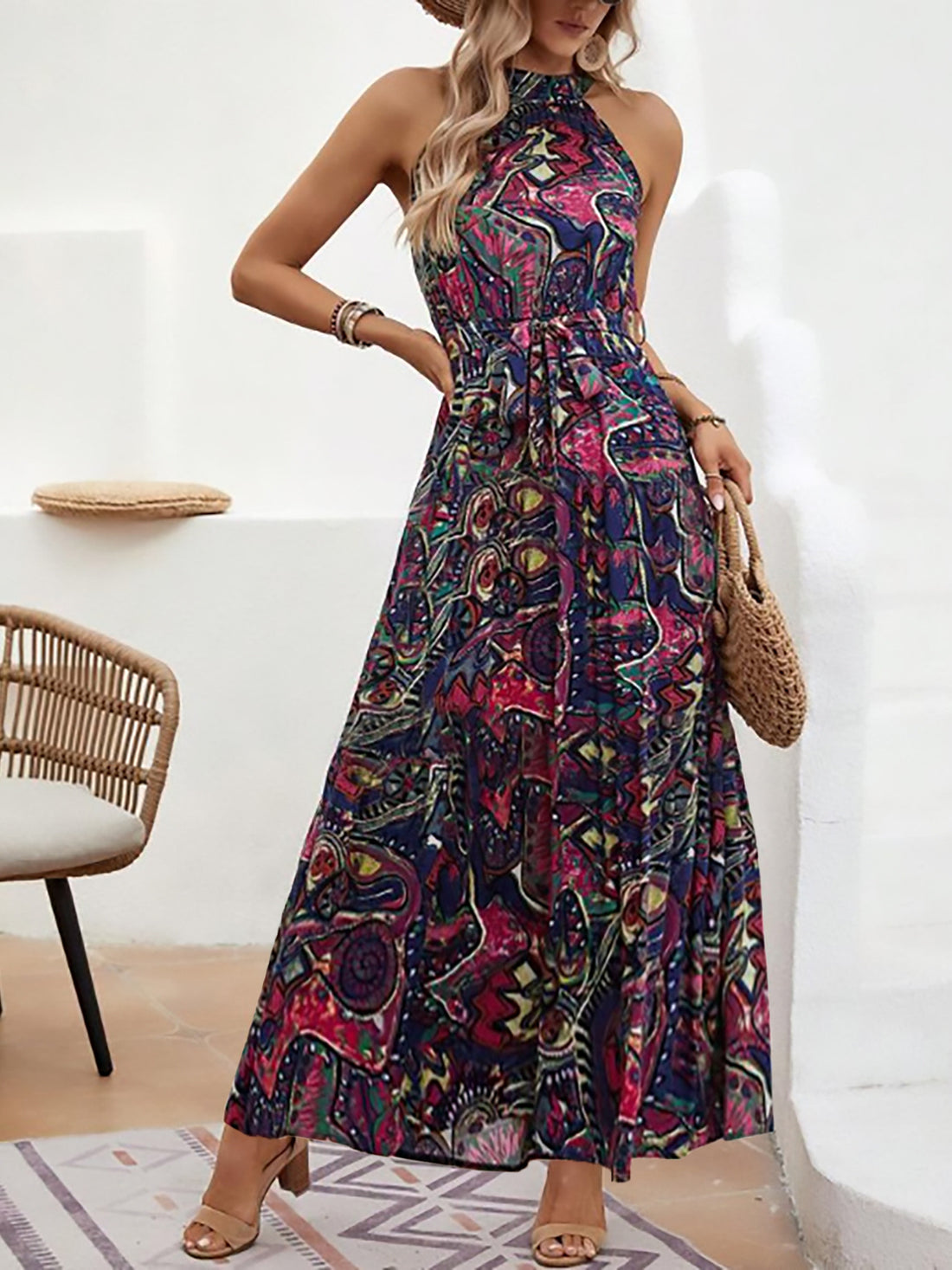 Women's Boho Halter Summer Dress