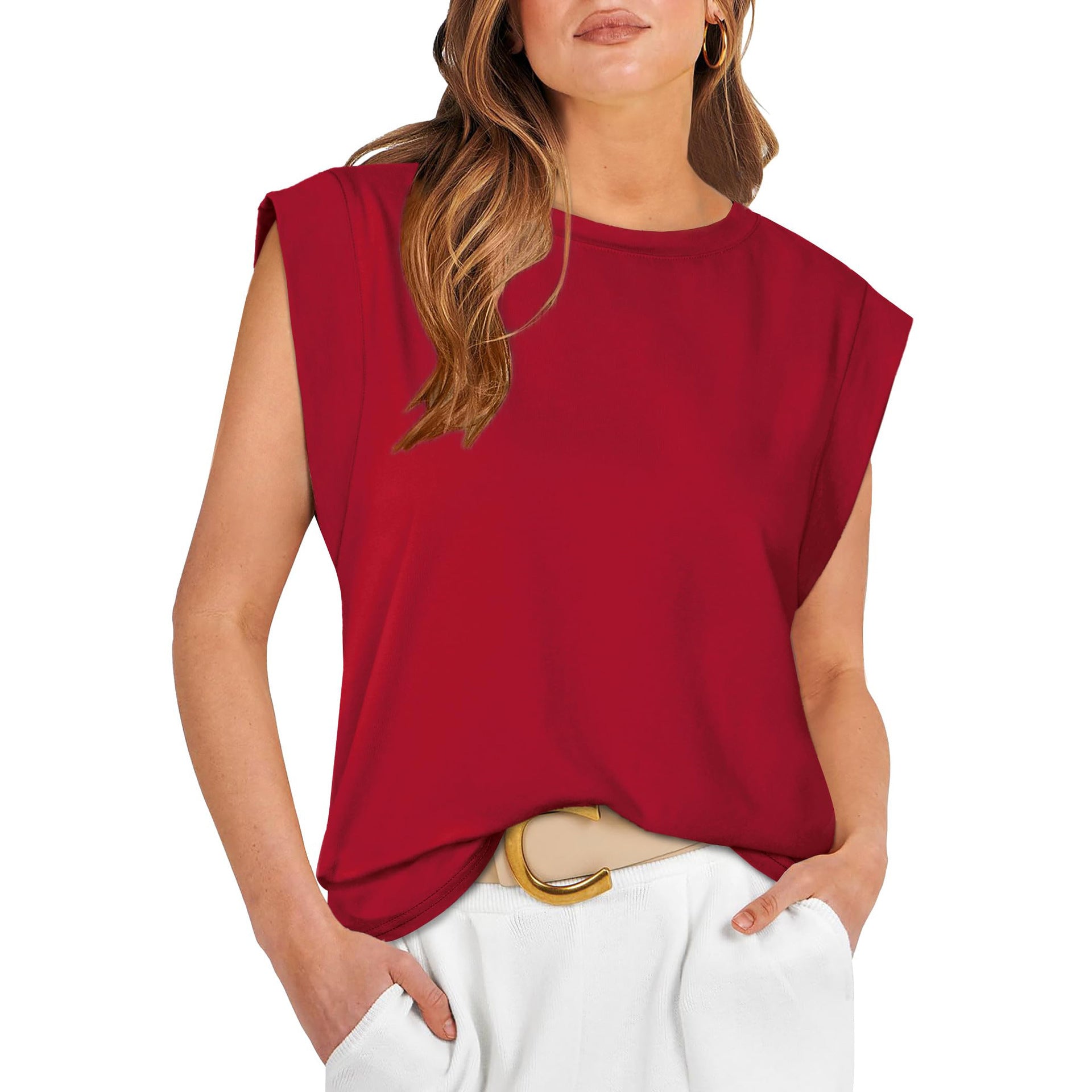 Round Neck Loose Short Sleeves Striped Top For Women