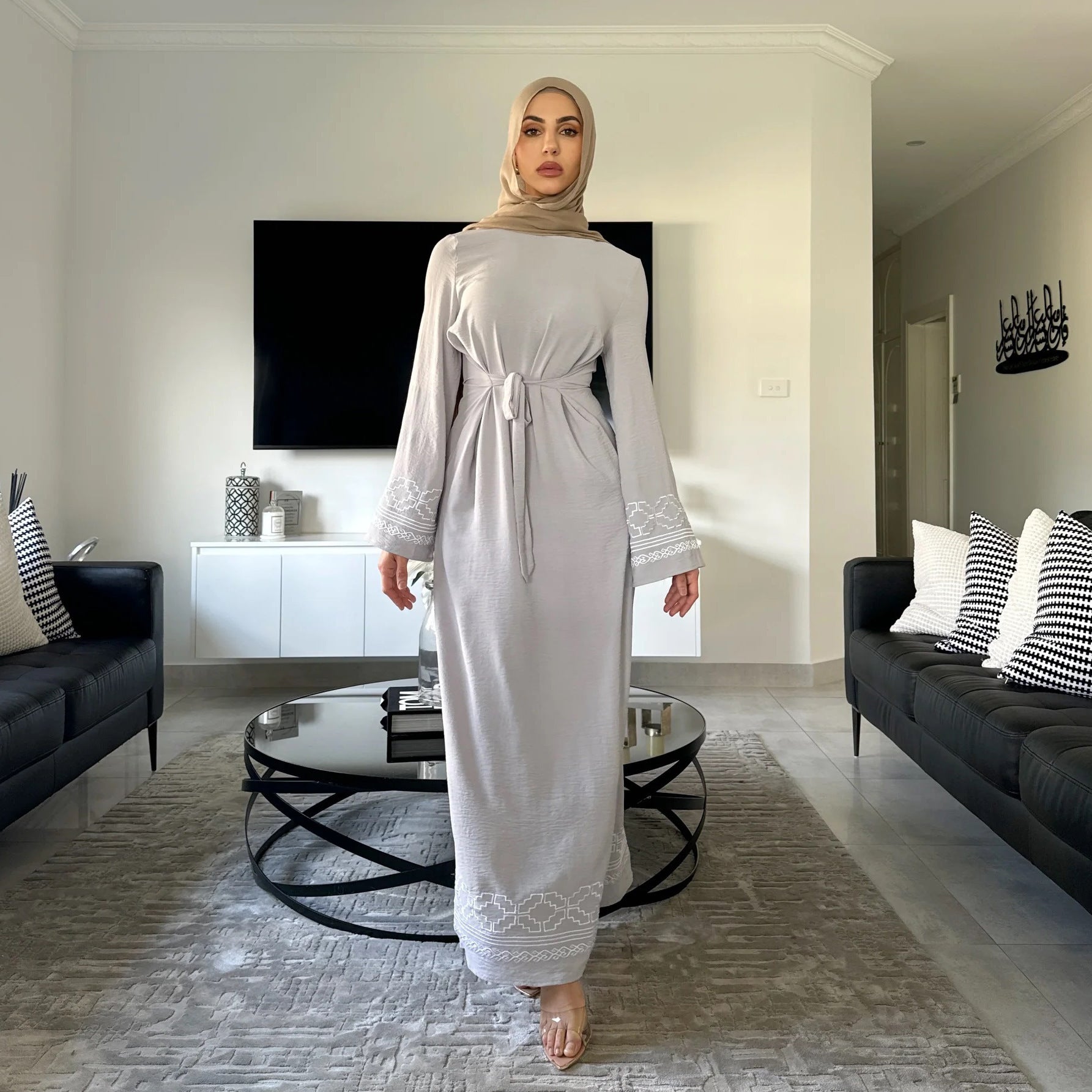 Embroidered Muslim Maxi Dress
