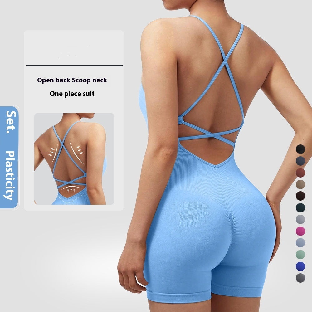 European And American Seamless Sexy Peach Hip One-piece Fitness Clothes Thread Quick-drying