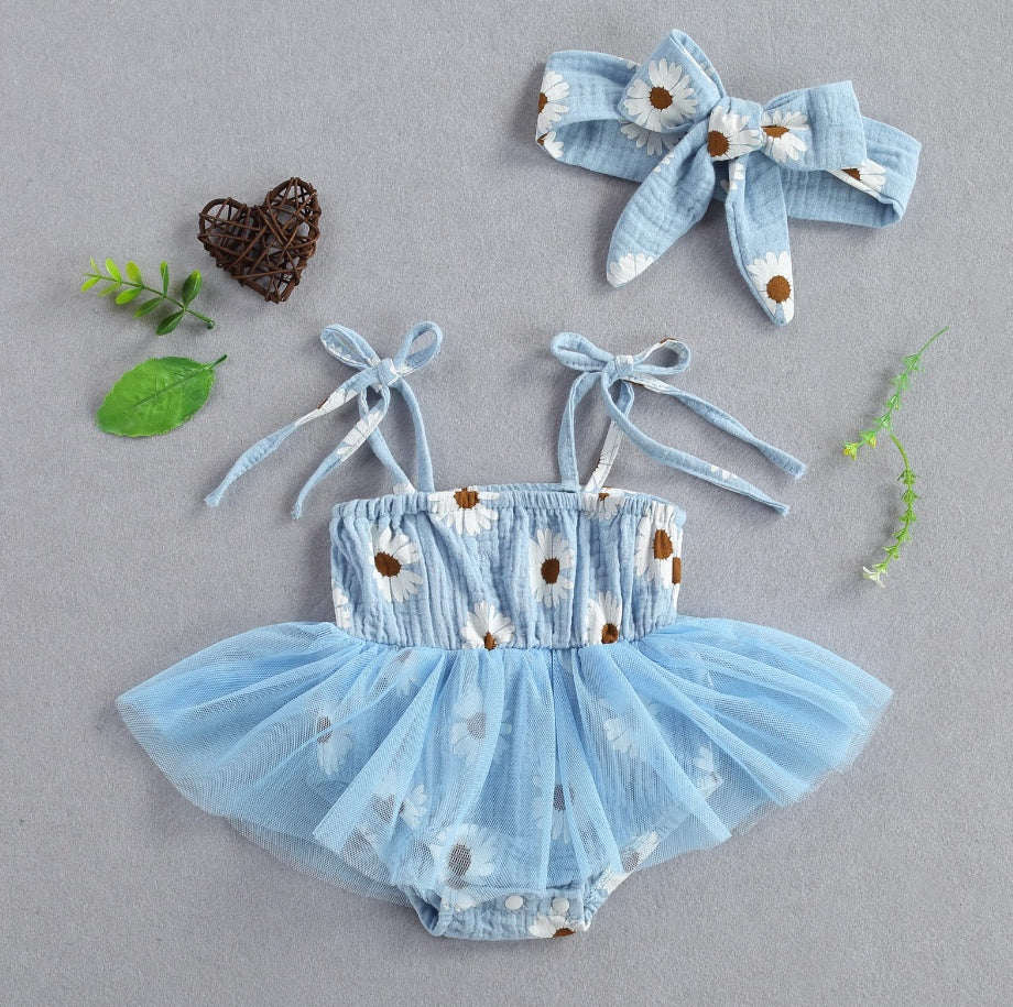 Infant Lace-up Mesh Triangle Romper Daisy