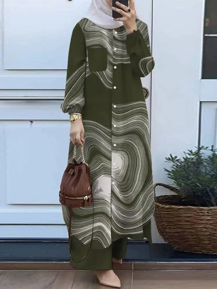 Patchwork Muslim Shirt Outfit