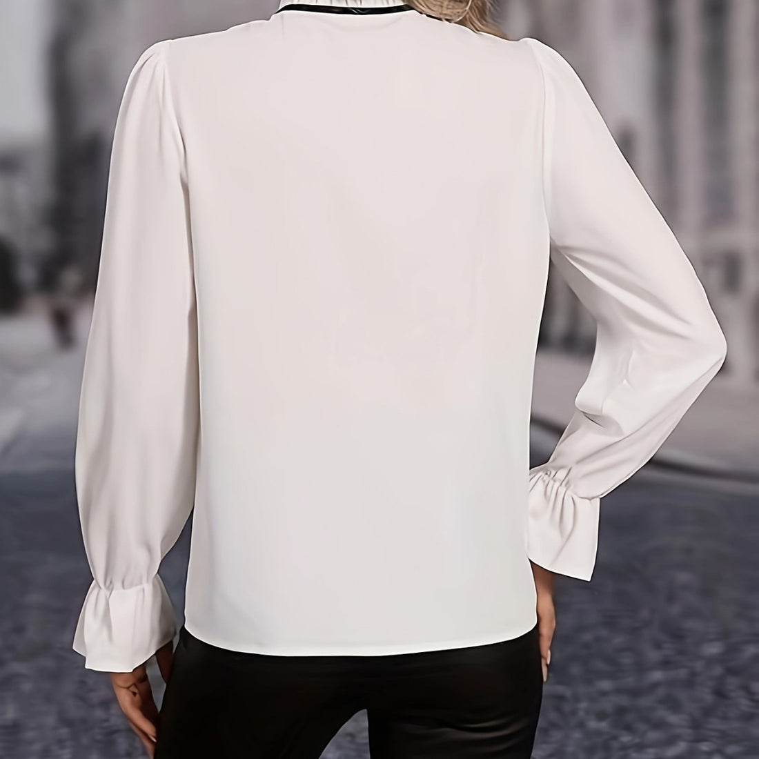 Long Sleeve Shirt with Trim and Tie