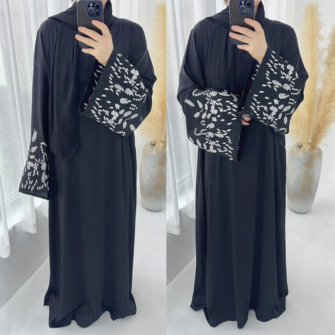 Elegant Leaf Design Abaya