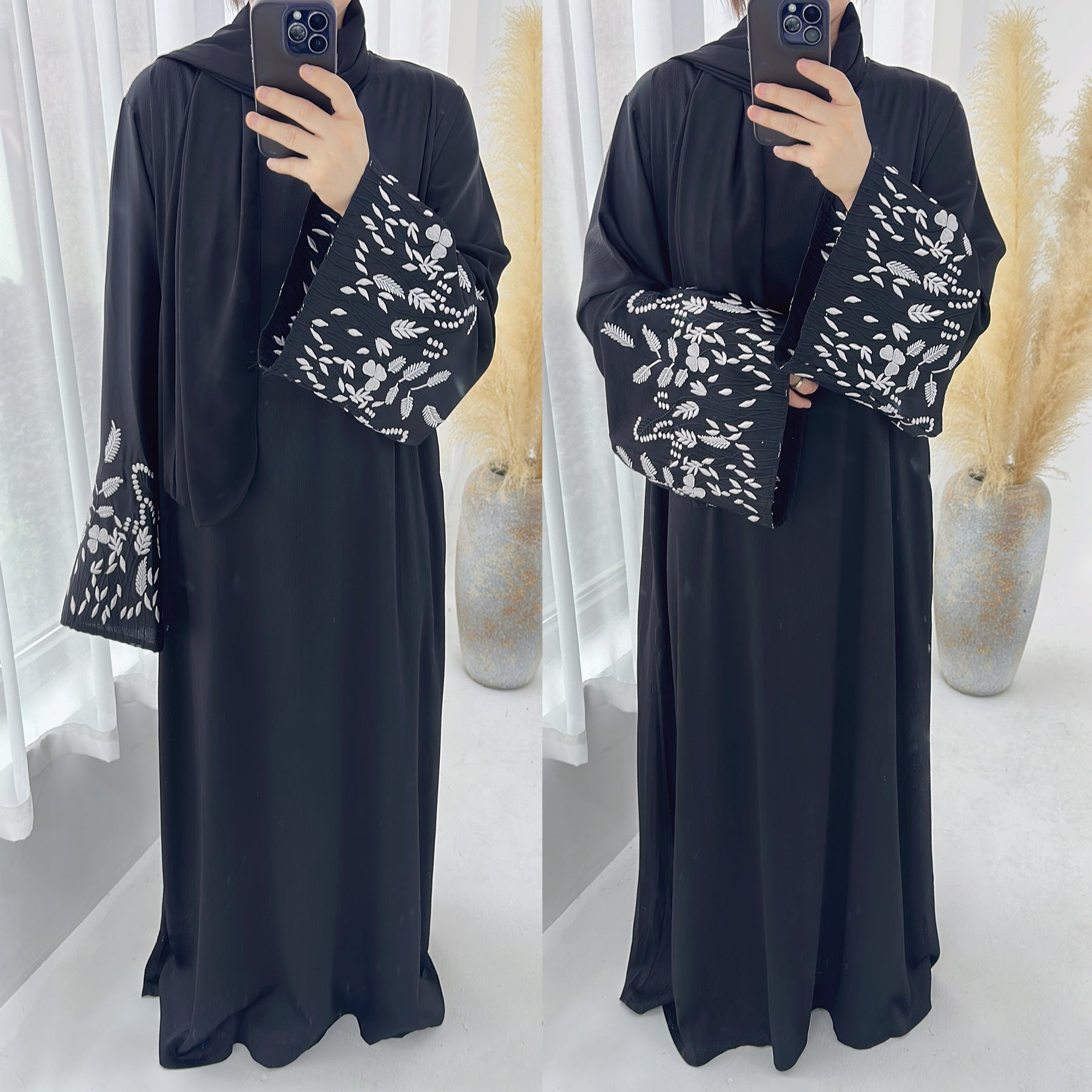 Elegant Leaf Design Abaya