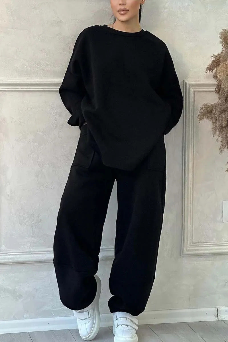 Loose Sweater and Pants Suit