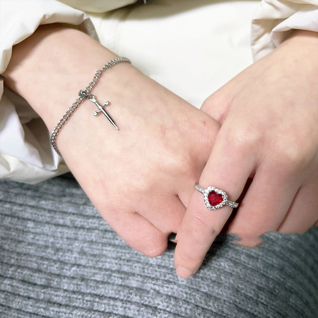 Love Bracelet & Ring – Elegant Ruby Set