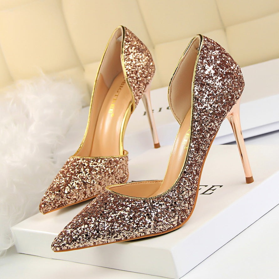 Stiletto Heel Pointed Toe Sequin Shoes