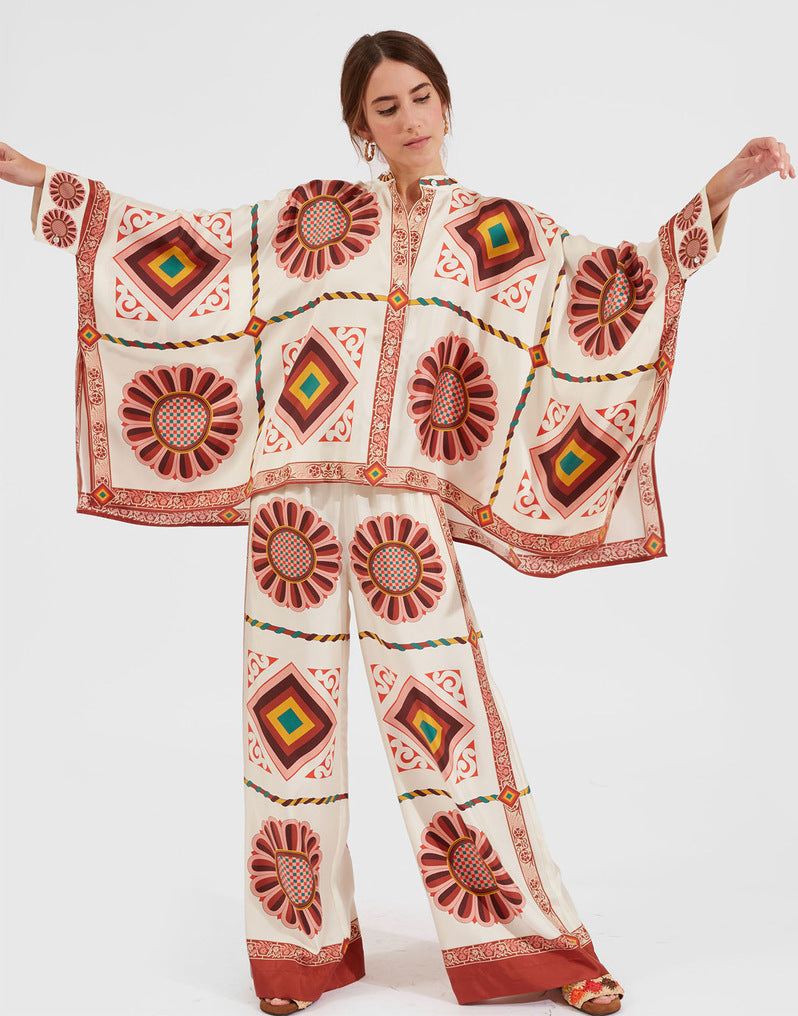 Stand Collar Pants Set