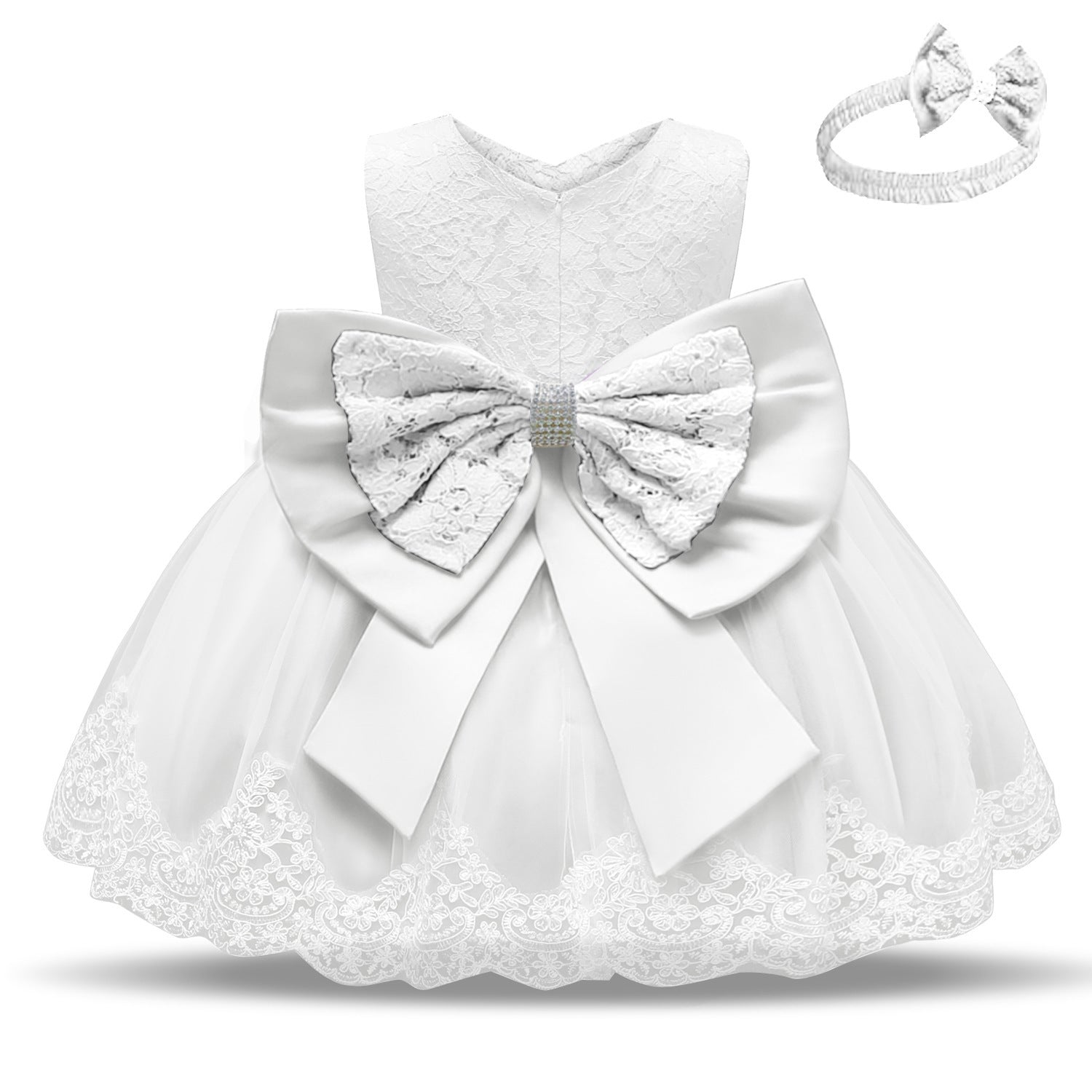 Baby Princess One Year Old Bow Lace Dress